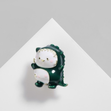 Brooch "Coto-Dinosaurus", white-green color in gold-1