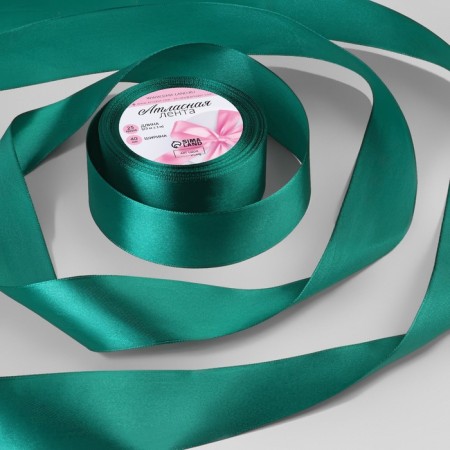 Satin tape, 40 mm × 23 ± 1 m, emerald color No. 126