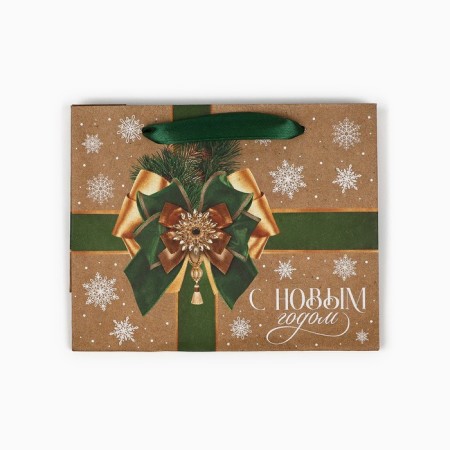 Craft vertical “New Year's bow” package, S 15 x 12 x 5.5 cm, New Year-4