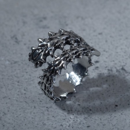 Ring "Skolopendra", the color of black silver, dimensionless
