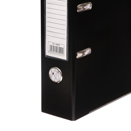 A4, 75 mm registrar, calligrata, PVC, embossing "Len", metal edging, pocket for a spine, black, black, mix-2
