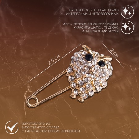 Bulavka "Filin", 2.5 cm, black and white color in gold-1
