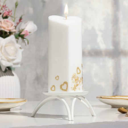 Wedding candle "Heart", 6.8x15 cm, white, home