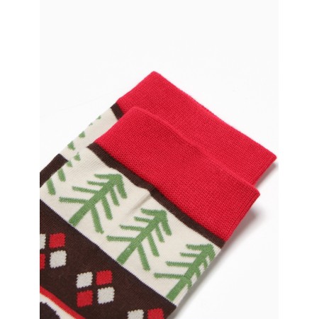 Male socks "Bears and Christmas trees", Milk-red color, rr 39-44-1