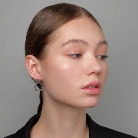 Earrings Metal "rebirth" woven rings, color silver-3