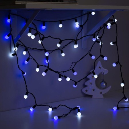 Garland “thread” 10 m with nozzles “balls 1.5 cm”, IP44, dark thread, 100 LED, glow of white and blue, blinking, 220 V-2