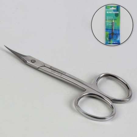 Scissors are manicure, for cuticles, bent, narrow, 9.5 cm, silver color, CS-12-S (CVD)