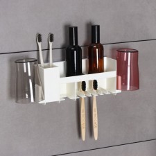 Holder for dental brushes with 2 glasses, on Velcro, white color