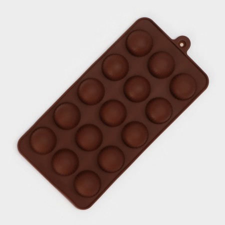 Form for chocolate of the share "balls", silicone, 20.5 × 10.2 cm, 15 cells (D = 2.8 cm), brown color-1