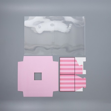 Gift box for flowers with a vase and PVC windows folding, packaging, "love", 23 x 30 x 23 cm-3
