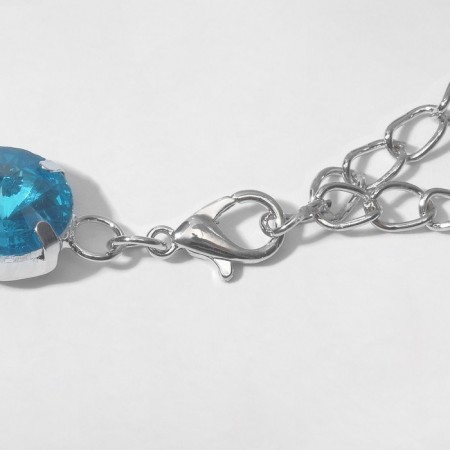 The necklace "Jewel" drop, blue color in silver, 32.5 cm-2