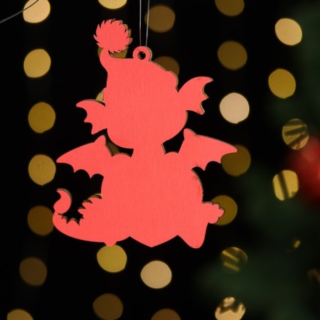 Christmas tree toy "Dragon Happy New Year", wood, two -layer, red-2