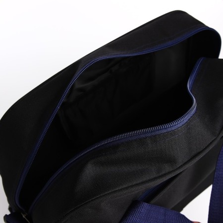 Sports bag with lightning, outer pocket, long belt, black/blue color-2