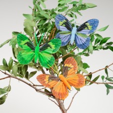 A butterfly for decor and floristry, on a clothespin, plastic, mix, 1 pc., 8 cm