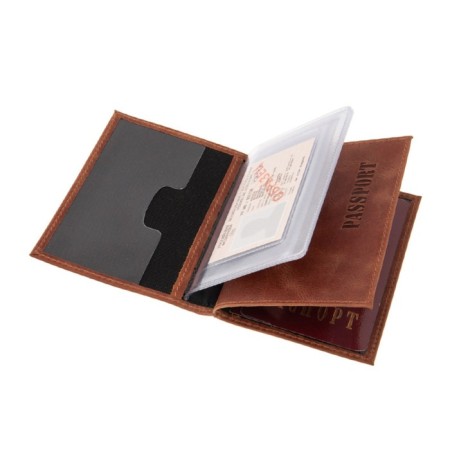 Covers for documents without fastening, genuine leather, brown color-1
