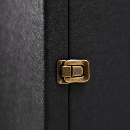 Casket wood, leatherette for 2 bottles "black with orange insert" 4 items 34.5x20x12 cm 51968-4