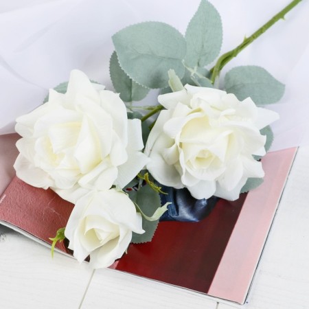 Artificial flowers "Rosa Terition" 12x60 cm, white