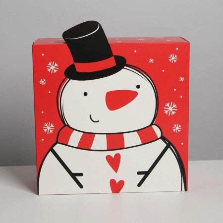 Folding box "Snowman", 25 x 25 x 10 cm, new year-1