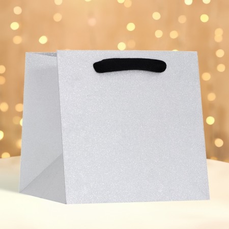 Packet for cake, 20 x 20 x 20 cm, silver with glitter