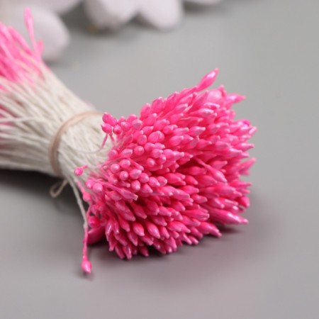 Stamens for artificial flowers gloss "risinki" bright pink set 360 pcs length 6 cm-2