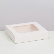 Box fold, pencil case, with a window, white, 18 x 16 x 4 cm