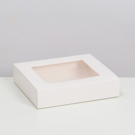 Box fold, pencil case, with a window, white, 18 x 16 x 4 cm