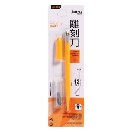 Chancellery knife, blade 4 mm, (scalpel shape) Plastic/metal housing, 12 interchangeable blades, Mix case-11