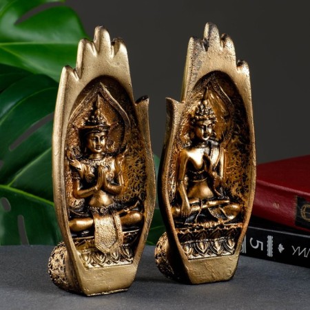 Figure "Two palms with Buddha" bronze, 11x21x8cm-2