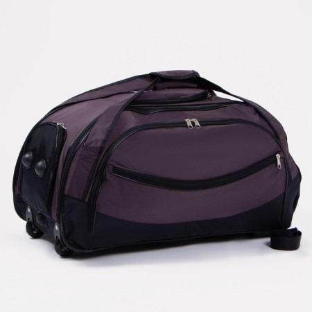 Road bag on wheels, a lightning department, shoes, 3 outer pockets, a long belt, black/brown color