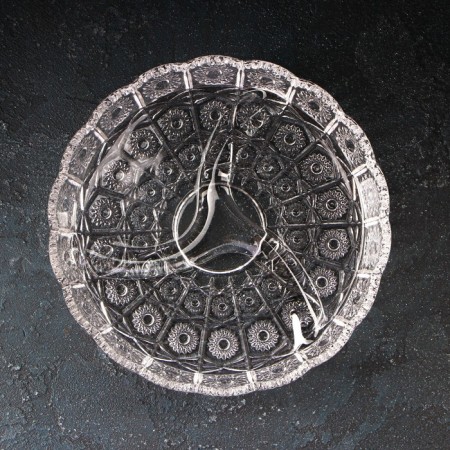 Menzhitsa Glass Round "Northern Star", 3 sections, D = 20 cm-2