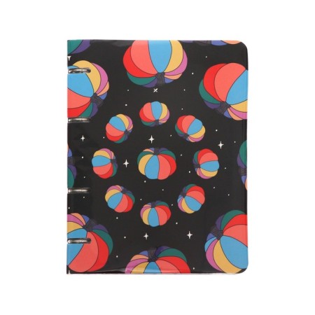 A notebook on rings A5 120 sheets in the Lorex "Neon. The Illusory Things" cage, with a change of block, a plastic cover, with stickers