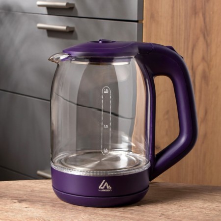 Electric kettle Luazon LSK-1809, glass, 1.8 l, 1500 watts, backlight, purple
