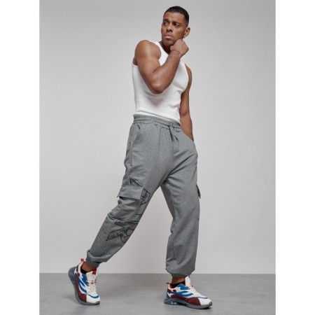 Joggers male, size 48, gray color-2
