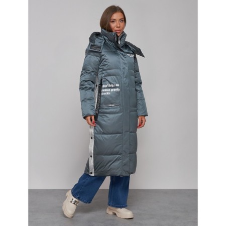 Coat insulated winter female, size 46, dark green color-2