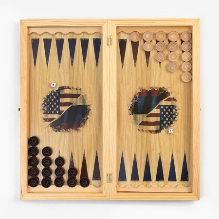 Board game 3 in 1 "Russia and America": chess, checkers, backgammon, wood, 50 x 50 cm-1