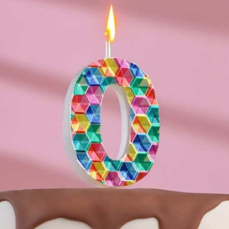 Candle in the cake on the skewer "Kaleidoscope", the number 0, 7 cm