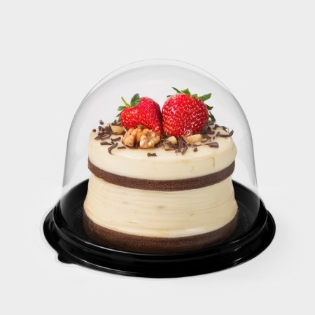 Container plastic disposable pr-S-85D, round, cover, D = 11 cm, black color, 65 pcs/un-1