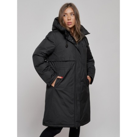 Coat insulated winter female, size 50, black color-5
