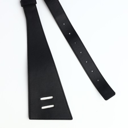 Women's belt, width 9.5 cm, clove buckle, black color-5
