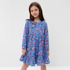 Dress for girls, blue color/roses, height 128 cm