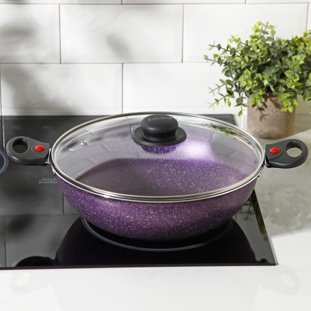 Kazan, 4 l, d = 28 cm, glass cover, two removable handles, purple color-5