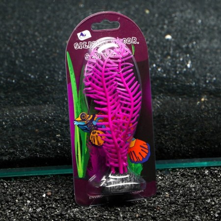 Silicone Aquarium plant, luminous in the dark, 4.5 x 15 cm, purple-3