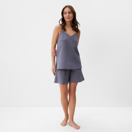 Women's pajamas (T-shirt, shorts) KAFTAN BASIC Size 40-42, gray-blue-1