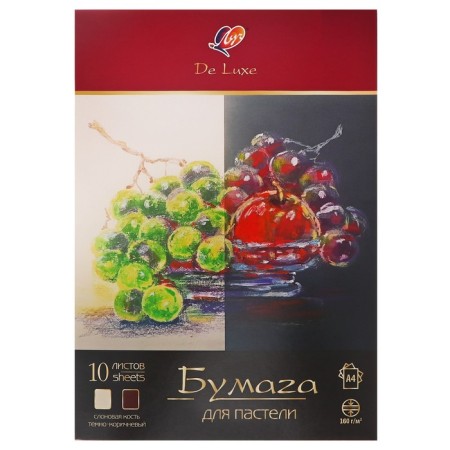 A4 pastel paper, 10 sheets De Luxe, 160 g/m2, ivory and dark brown, in the folder