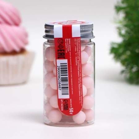 Sprinking confectionery "balls", 10 mm, pink matte, 50 g-2