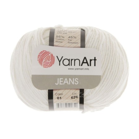 Yarn "jeans" 55% cotton, 45% acrylic 160m/50g (01 white)-3