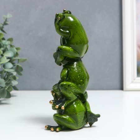 Souvenir Polystone Lak "Frog Pyramid - I do not see, I do not hear, I will not say" 18x6x8 cm-2