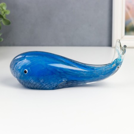 Souvenir Glass "Blue Whale" under the Muranian glass 9x7x20 cm-3