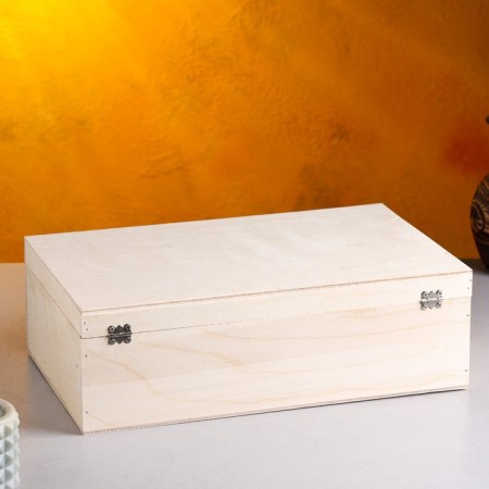 Gift box 34 × 21.5 × 10.5 cm is wooden, with a closing lid, without painting-1