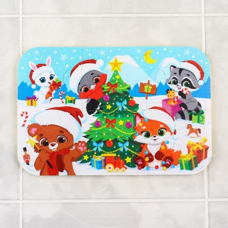 Maxi - puzzles toy for playing in the bath "New Year's Fun", 6 details, EVA-6